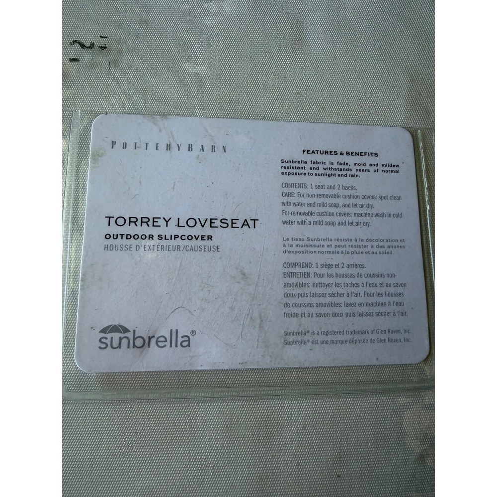 Pottery Barn Torrey Loveseat Outdoor Slipcover Natural Sunbrella 08224503